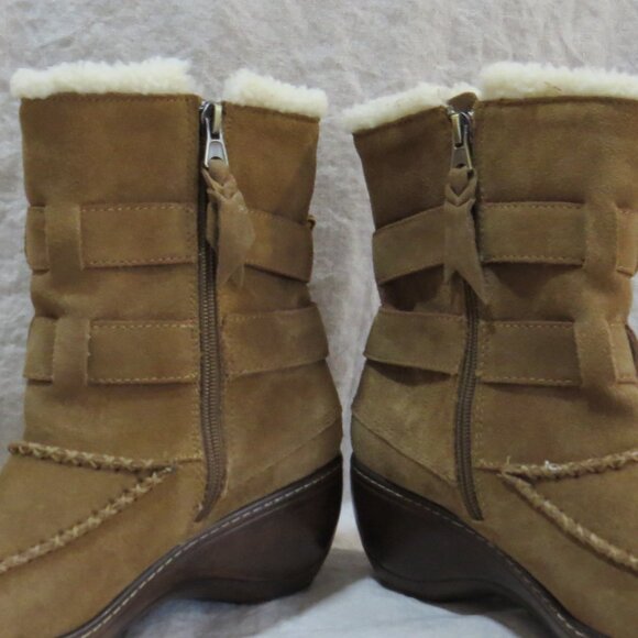 SoftWalk Manchester Suede Leather Boots With Faux Shearling Trim SIZE 8.5 - Picture 8 of 12